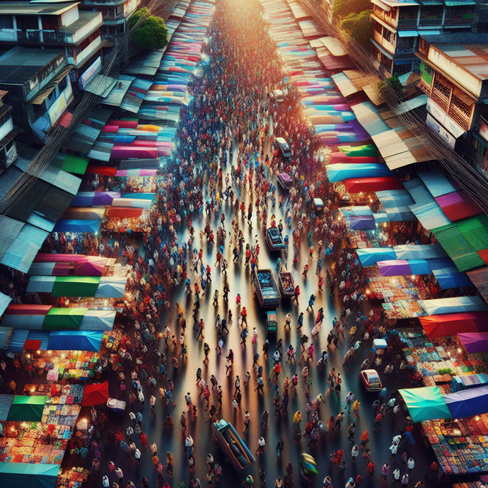 A Bird’s Eye View of Southeast Asian Life: Bustling Street Market