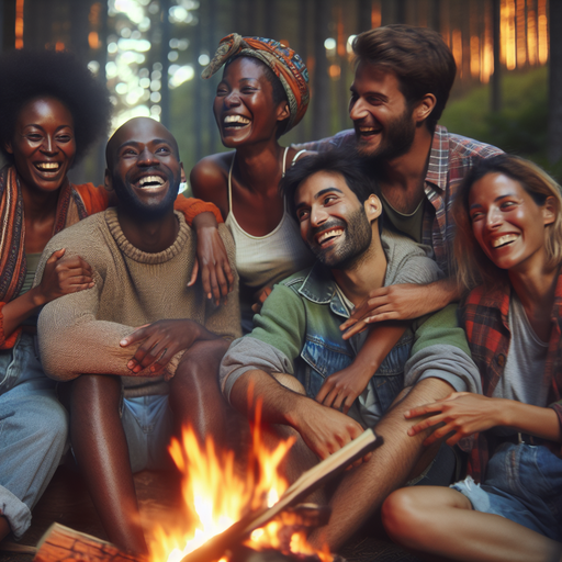 Campfire Laughter: Friends Gather Around the Flames