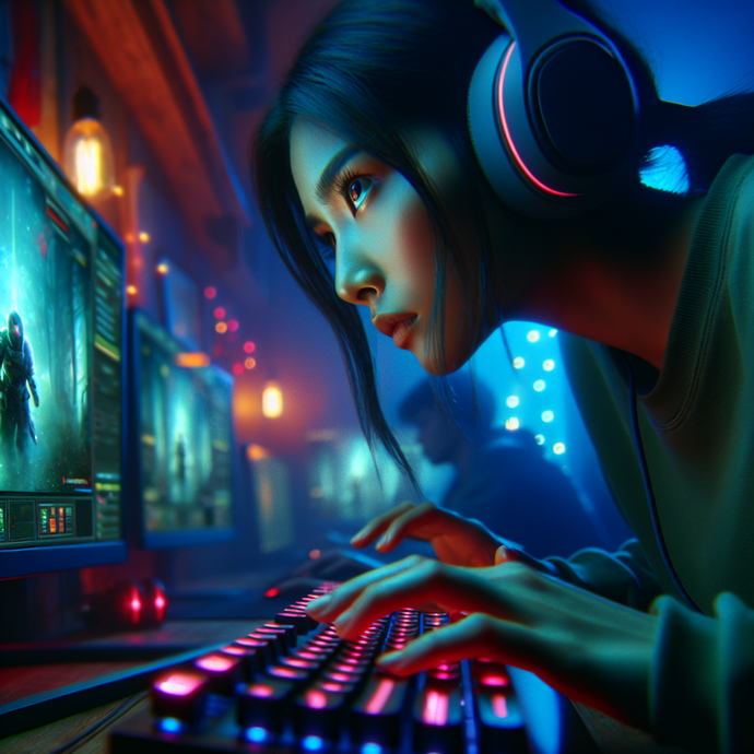 Lost in the Neon Glow: A Gamer’s Intense Focus