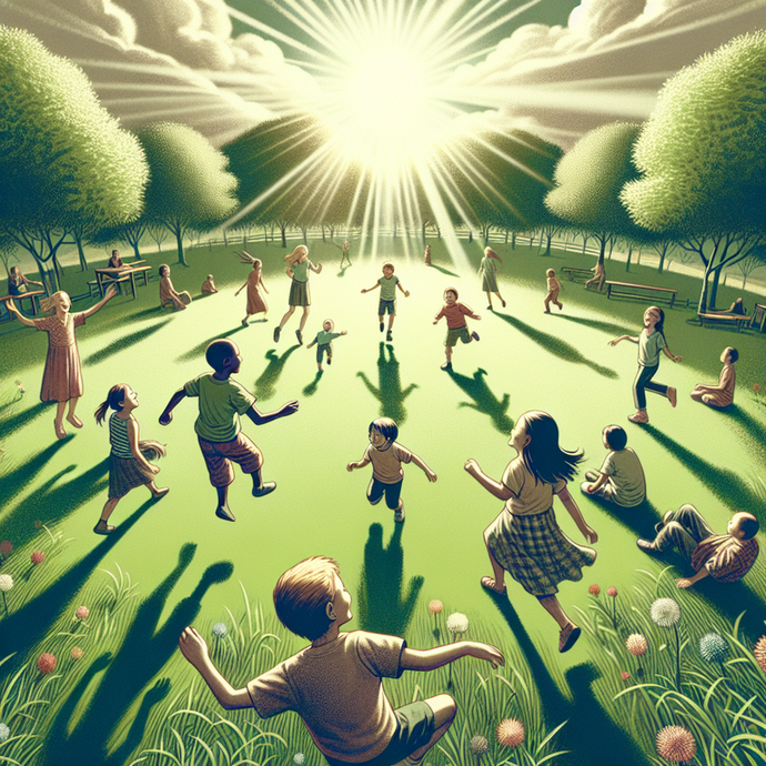 Sun-Kissed Joy: Children Play in a Meadow of Hope