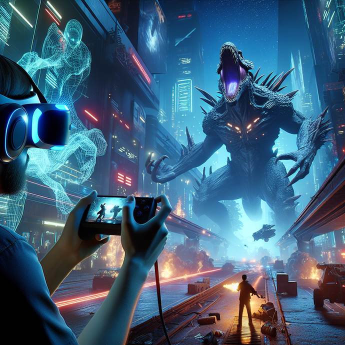 Lost in the Metaverse: VR Gamer Faces Down a Giant Monster