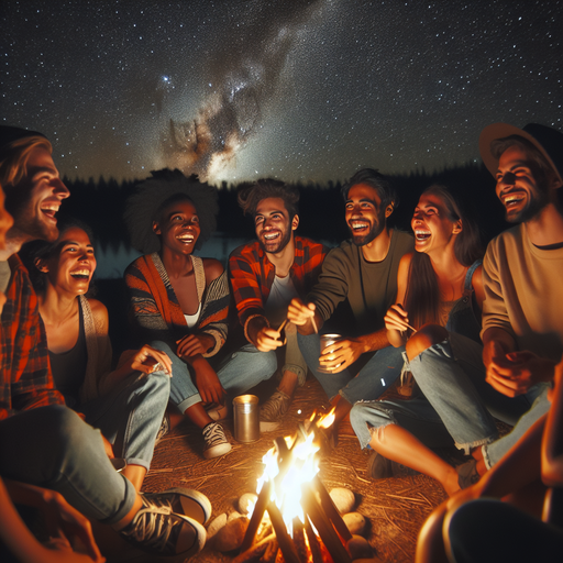 Campfire Laughter Under a Starry Sky