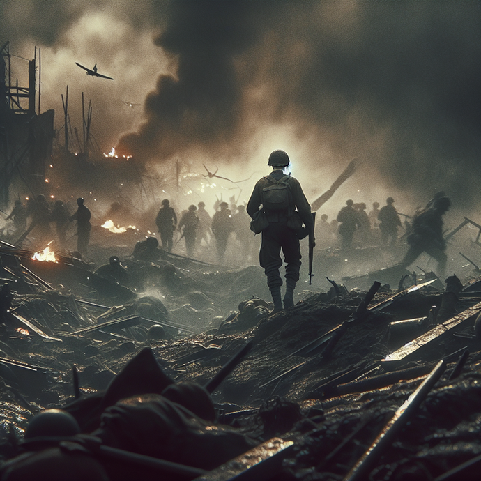 A Lone Soldier Walks Through the Ashes of War