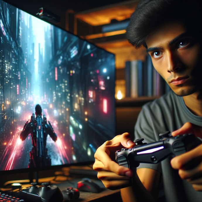 Lost in the Neon Glow: A Gamer’s Intense Focus