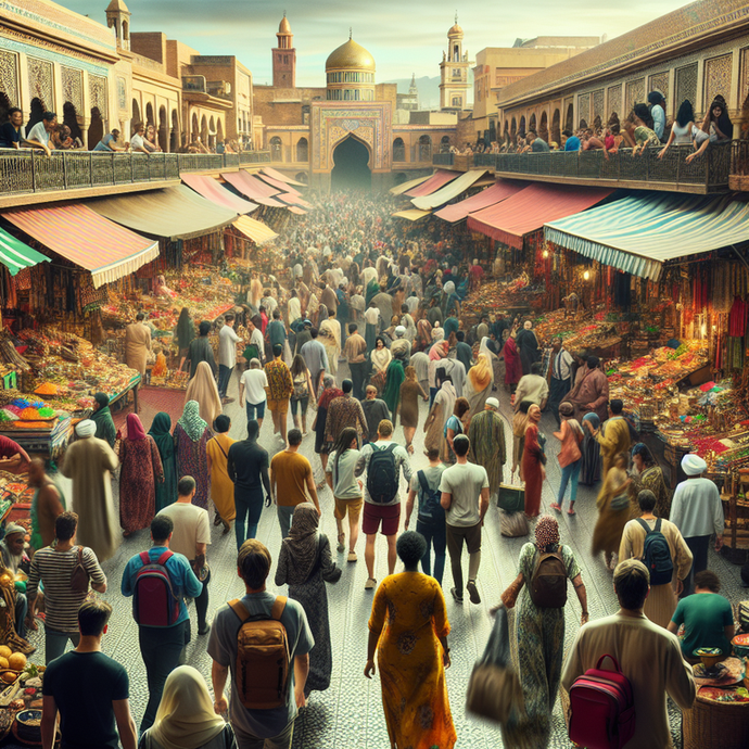 A Vibrant Tapestry of Motion: Capturing the Chaos of a Middle Eastern Marketplace