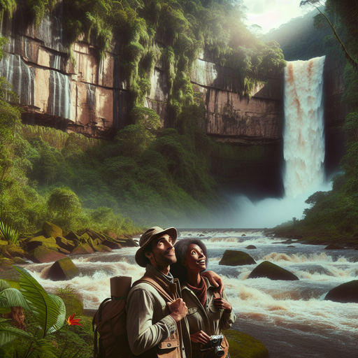 Lost in Wonder: A Couple’s Romantic Encounter with a Majestic Waterfall