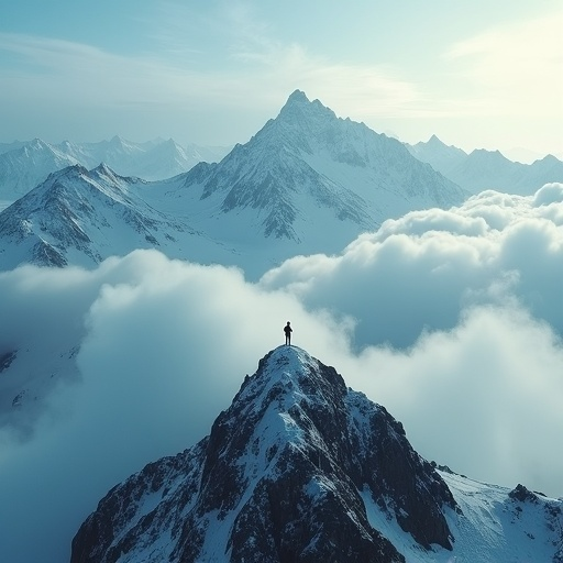 Solitude on the Summit: A Moment of Serenity Amidst Majestic Peaks