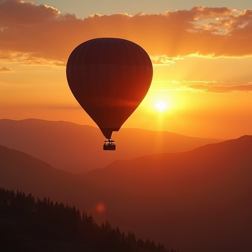 Silhouetted Hope: A Hot Air Balloon Against a Fiery Sunset