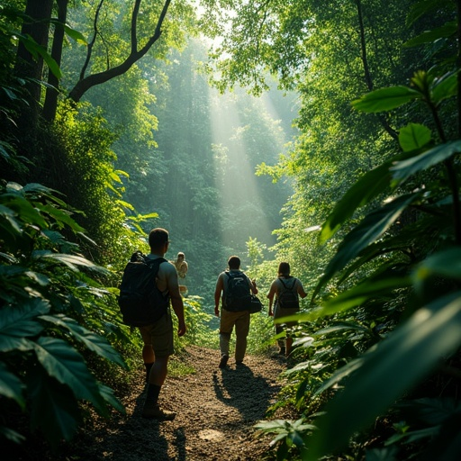 Sunlight Dappled Adventure: Hiking Through a Tranquil Forest