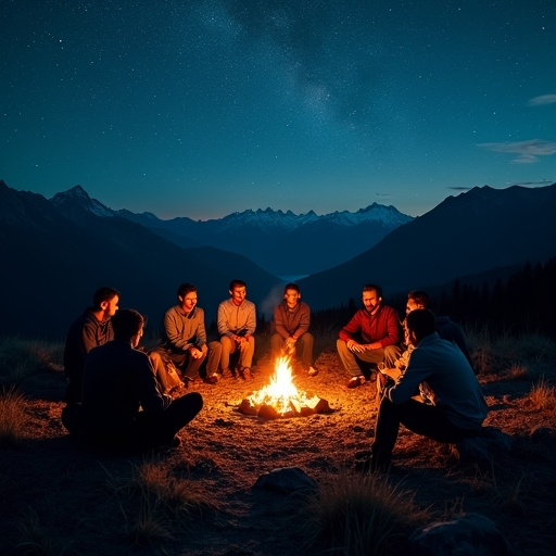 Campfire Tales Under a Starry Sky