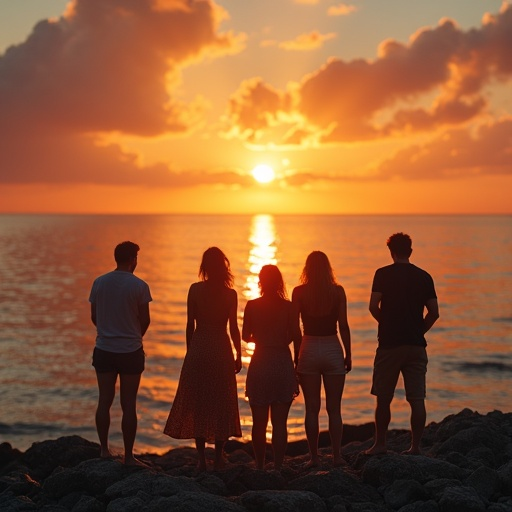 Silhouettes of Friendship at Sunset