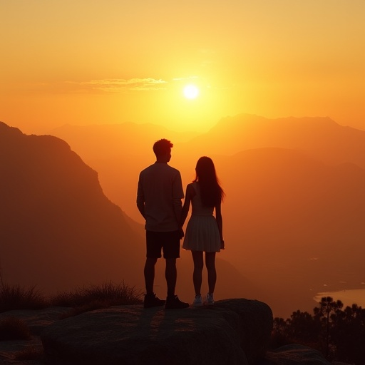 Silhouettes of Love Against a Vibrant Sunset