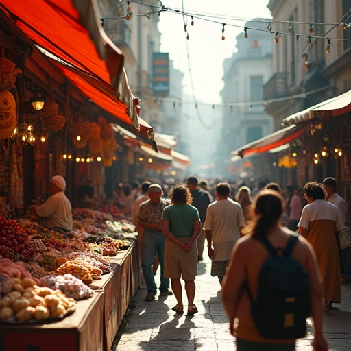 Life in Motion: A Bustling City Market