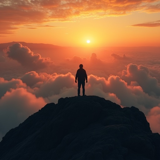 Silhouetted Against the Sunset: A Moment of Solitude on the Mountaintop