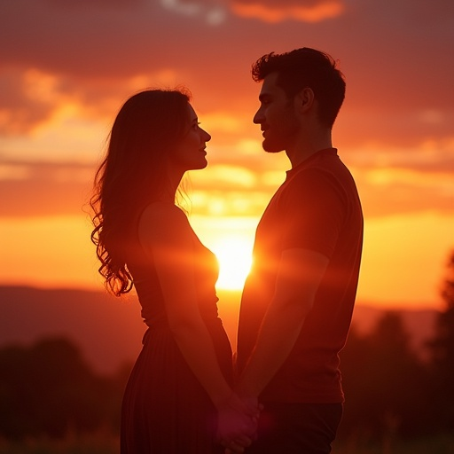 Silhouettes of Love Against a Sunset Sky