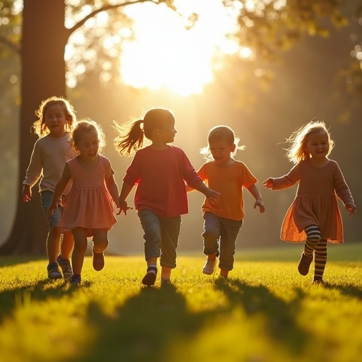 Golden Hour Joy: Children’s Laughter Fills the Air