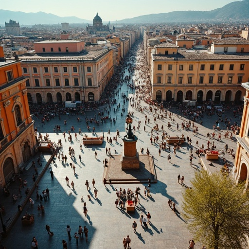 Tranquil Bustle in the City Square