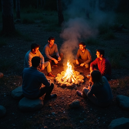 Campfire Tales: Friends Gather Under the Stars