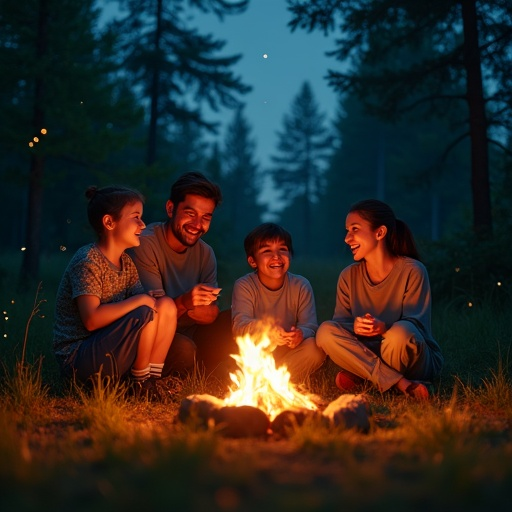 Campfire Cozy: A Family’s Night Under the Stars