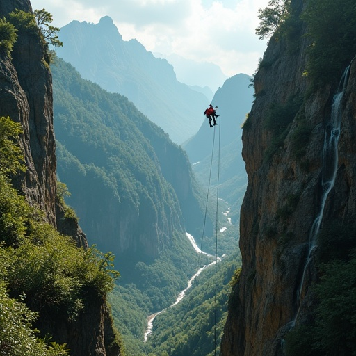 A Lone Figure Conquers the Cliffside