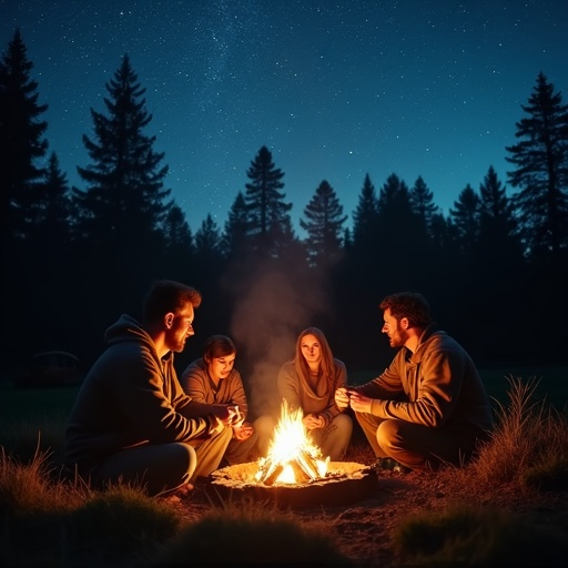 Campfire Tales Under a Starry Sky