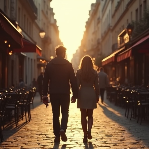 Sunset Romance in a European City