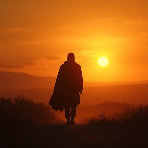 Silhouettes of Solitude: A Journey into the Setting Sun