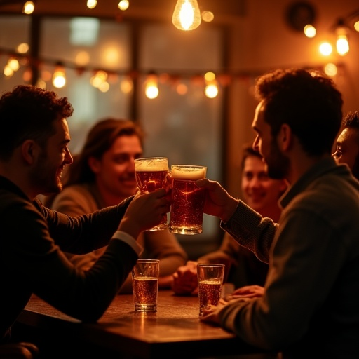 Cheers to Good Times: Friends Gather in a Cozy Pub