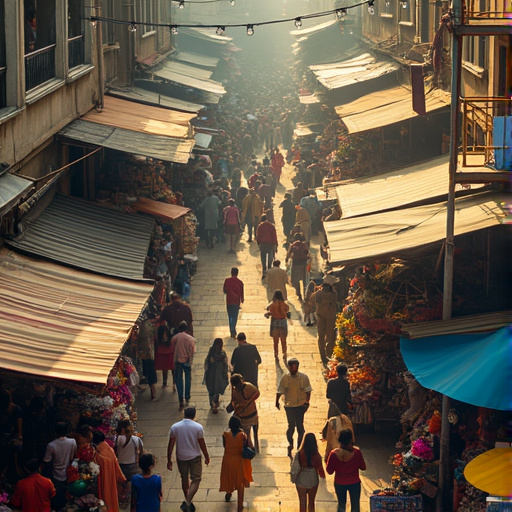 A Buzzing Marketplace from Above