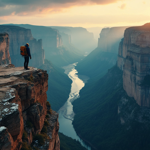 A Hiker’s Silhouette Against the Majesty of Sunset