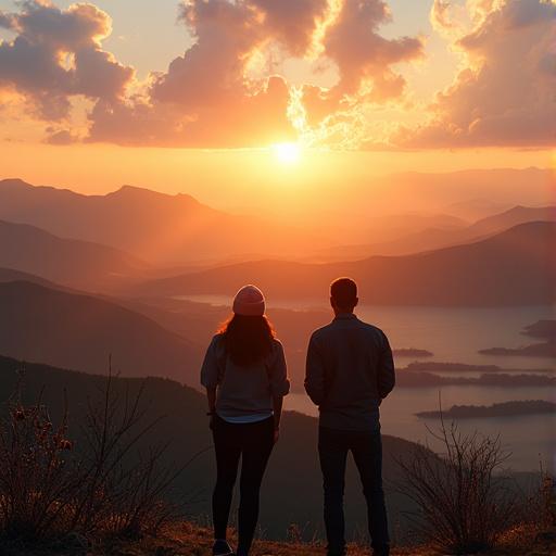 Silhouettes of Love Against a Vibrant Sunset