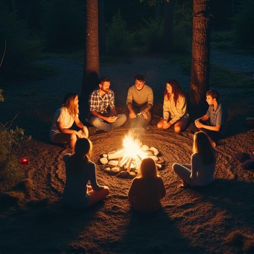 Campfire Tales: Friends Gather Under the Stars