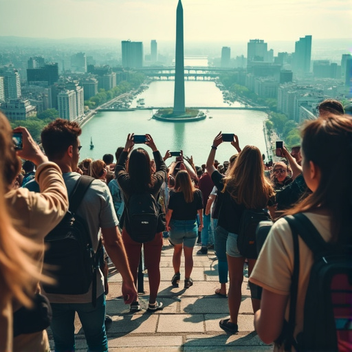 Cityscape Smiles: Capturing the Moment with a Towering View