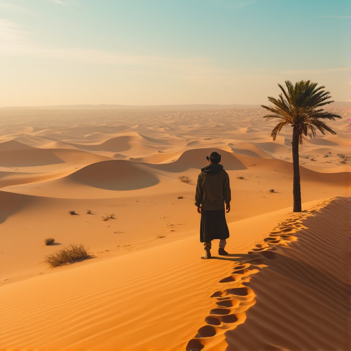 A Solitary Journey Across the Vast Desert