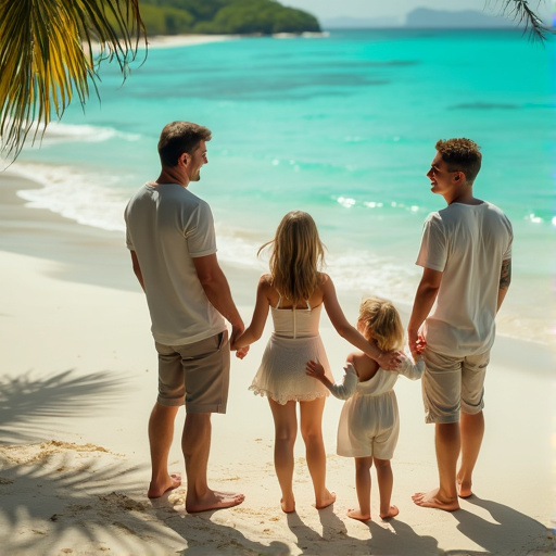 Family Bliss on a Pristine Beach