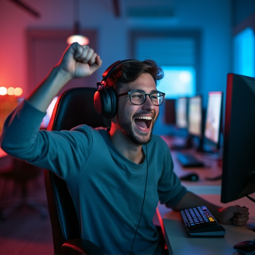 Victory Dance! Gamer Celebrates Triumph in Style