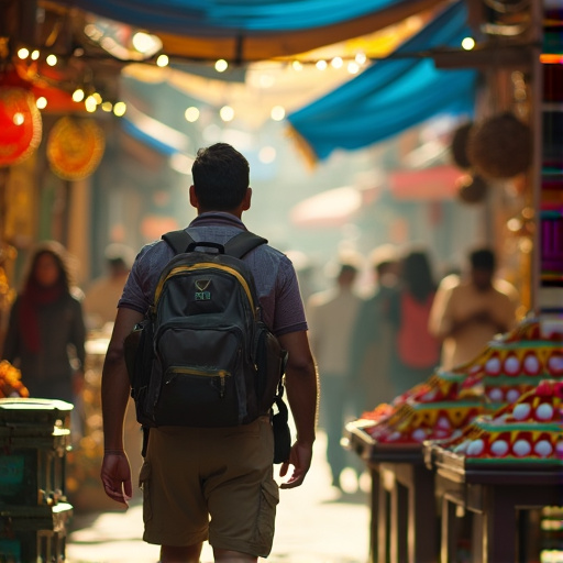 A Vibrant Tapestry of Life: Capturing the Bustling Energy of an Indian Market