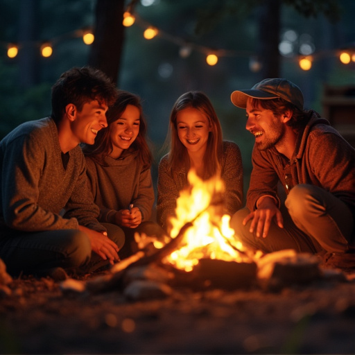 Warm Nights and Cozy Vibes: A Forest Campfire Gathering