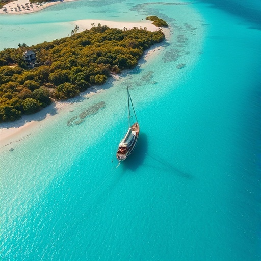 Tranquility on the Turquoise: A Sailboat Finds Peace in Paradise