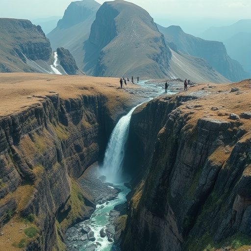 Serene Waterfall Cascades Down Majestic Cliffs