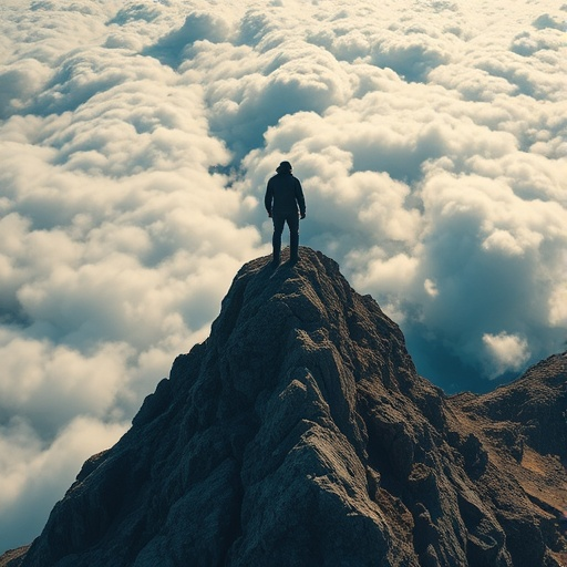 A Solitary Figure Contemplates the Majesty of Clouds