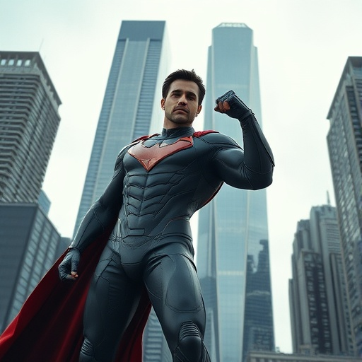 Superhero Stands Tall, Ready to Save the City