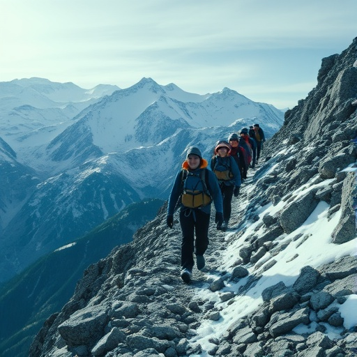 Adventure Beckons: Hikers Embark on a Snowy Mountain Journey