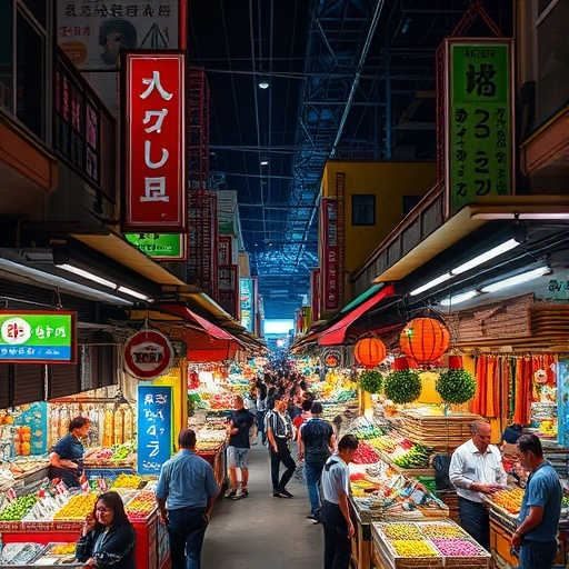 A Symphony of Colors and Sounds: Life in a Bustling Asian Marketplace