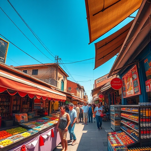 A Vibrant Tapestry of Life: Exploring a Bustling Market Street