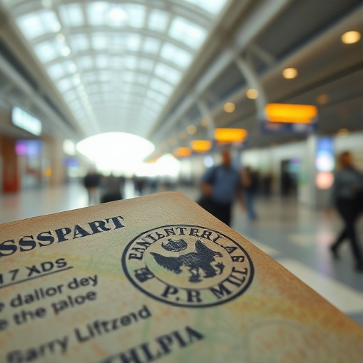 Lost in Transit: A Blurred Passport on the Airport Floor