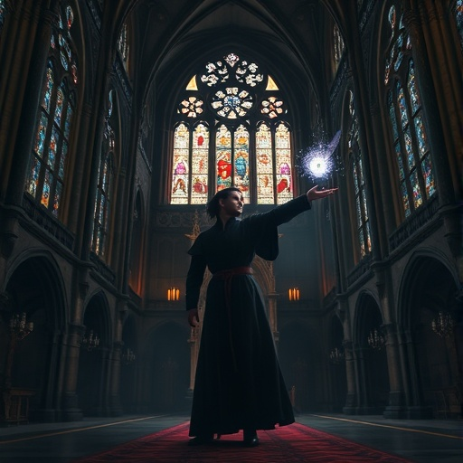 Mystical Spellcasting in a Gothic Cathedral