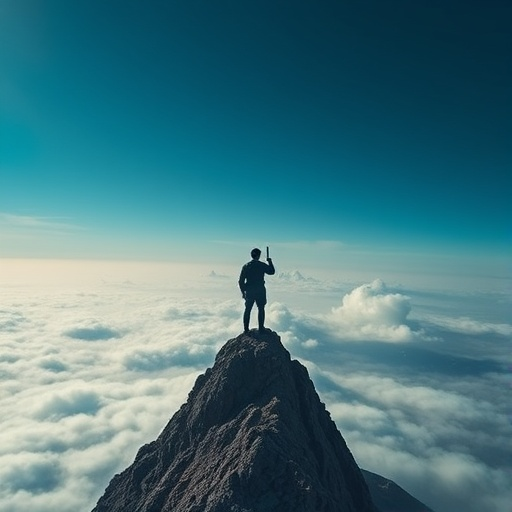 A Solitary Figure Contemplates the Vastness of the Clouds