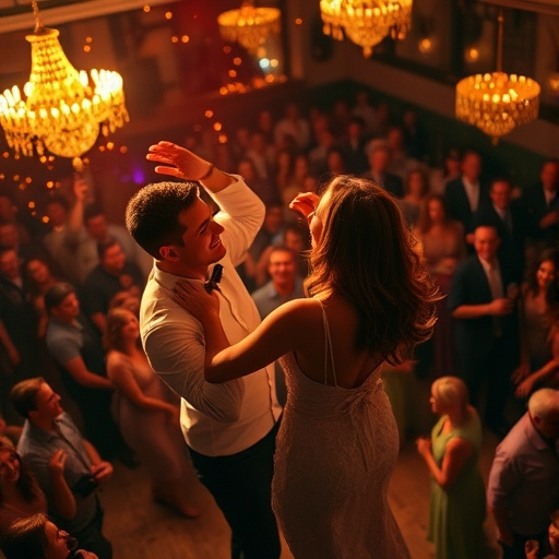 Love in the Spotlight: A Wedding Dance Captured in Romantic Light