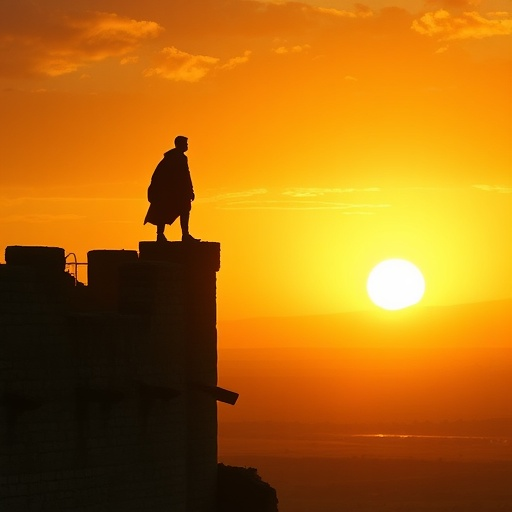 Silhouetted Solitude at Sunset’s Embrace